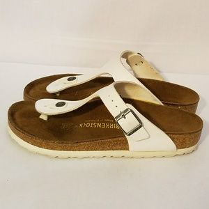 Birkenstock White Birko-flor Gizeh Sandal, Size 36